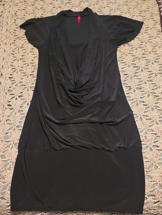 Tempted Dresses & Skirts - Tempted Black Draped Cowl Neck Midi Dress